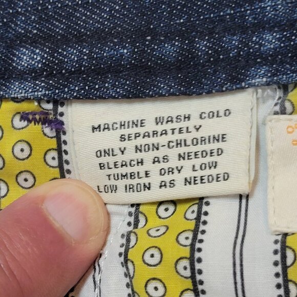 Bica Cheia Button Front Denim Mini Skirt | Size 2 | Stretchy High Waist Skirt - Picture 9 of 12